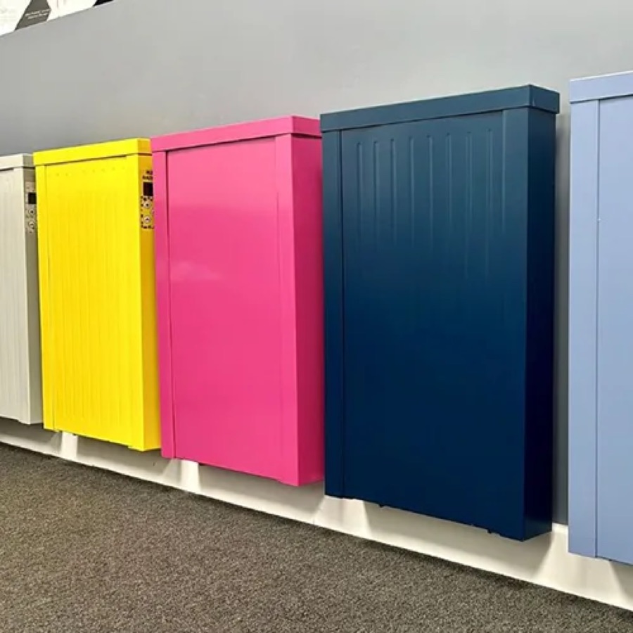 NEOS electric radiators shown in a range of colours